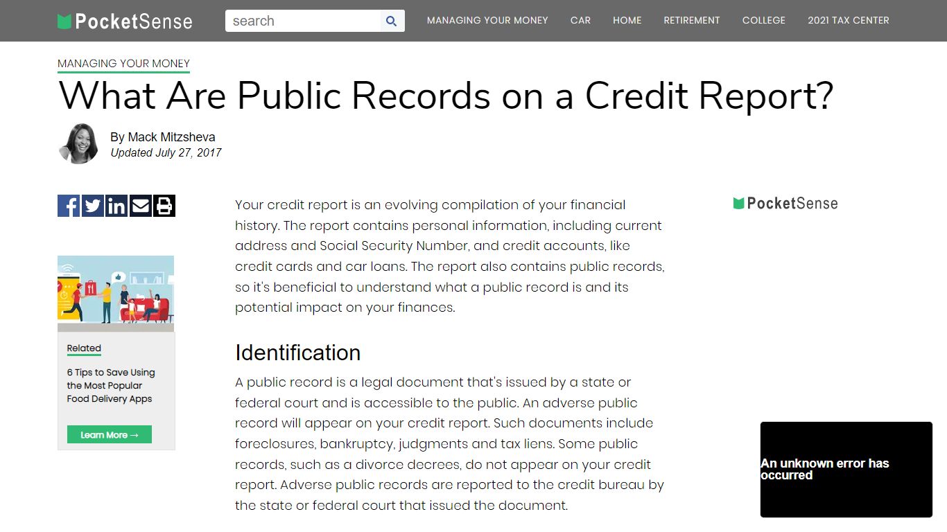 What Are Public Records on a Credit Report? | Pocketsense